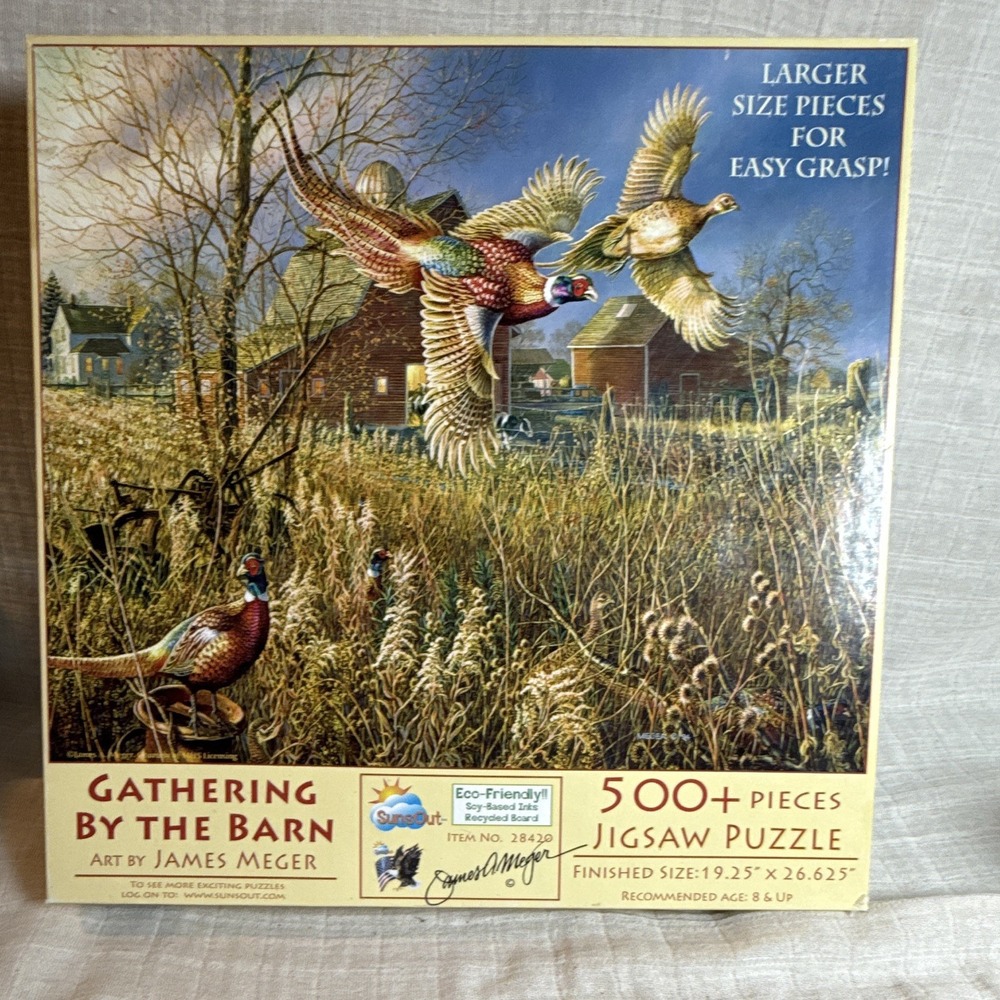 Gathering By The Barn 500 Piece Jigsaw Puzzle By James Meger